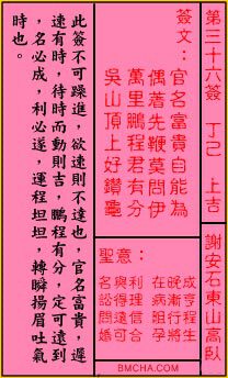 关帝灵签第三十六签